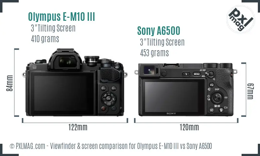 Olympus E-M10 III vs Sony A6500 Screen and Viewfinder comparison