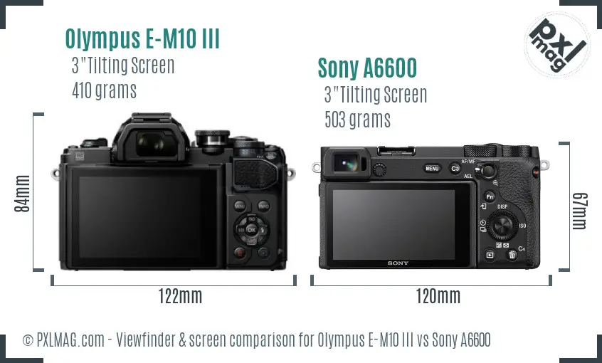 Olympus E-M10 III vs Sony A6600 Screen and Viewfinder comparison
