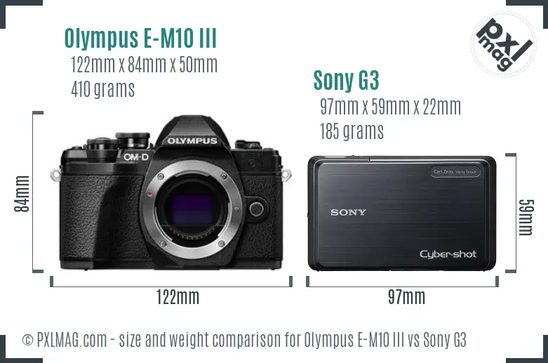 Olympus E-M10 III vs Sony G3 size comparison