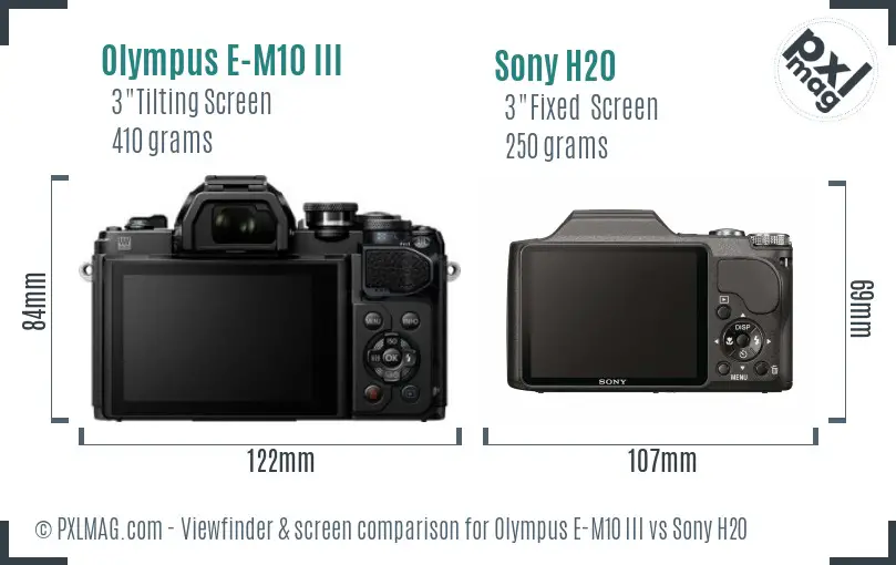 Olympus E-M10 III vs Sony H20 Screen and Viewfinder comparison