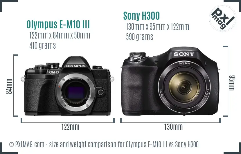 Olympus E-M10 III vs Sony H300 size comparison