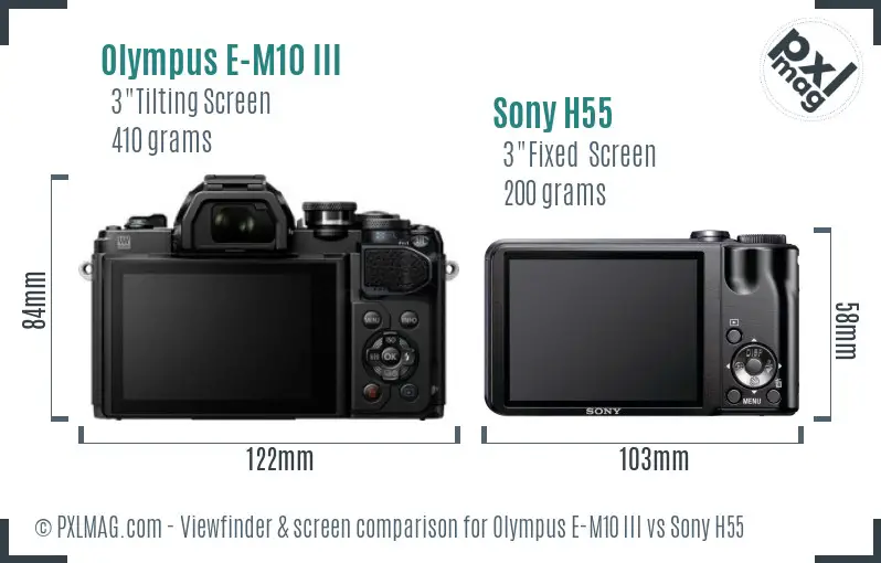 Olympus E-M10 III vs Sony H55 Screen and Viewfinder comparison