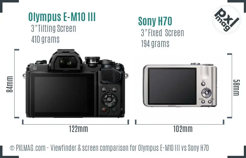 Olympus E-M10 III vs Sony H70 Screen and Viewfinder comparison