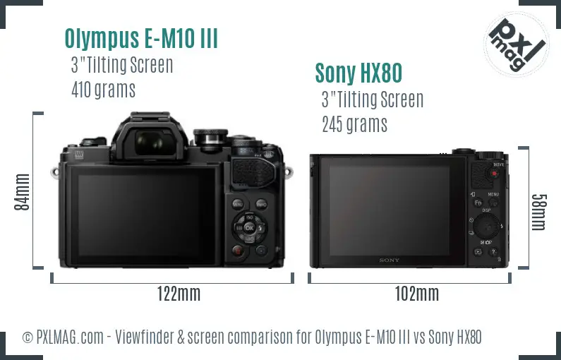 Olympus E-M10 III vs Sony HX80 Screen and Viewfinder comparison
