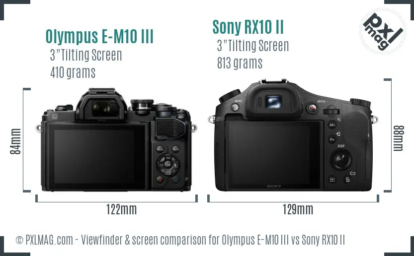 Olympus E-M10 III vs Sony RX10 II Screen and Viewfinder comparison
