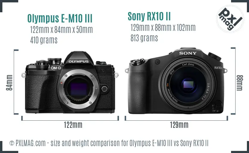 Olympus E-M10 III vs Sony RX10 II size comparison