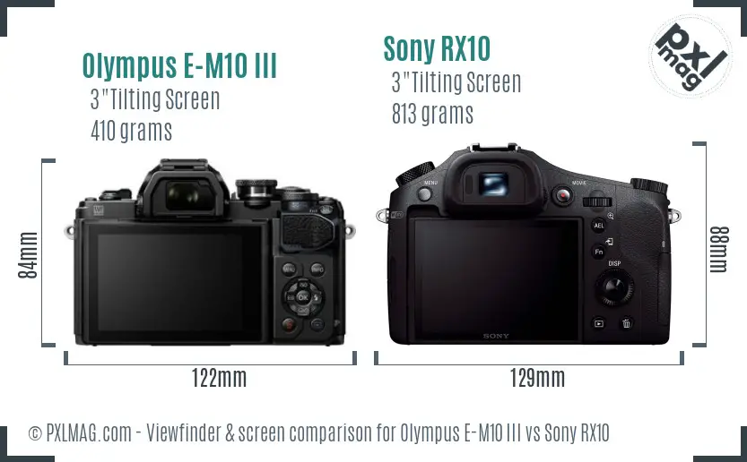 Olympus E-M10 III vs Sony RX10 Screen and Viewfinder comparison