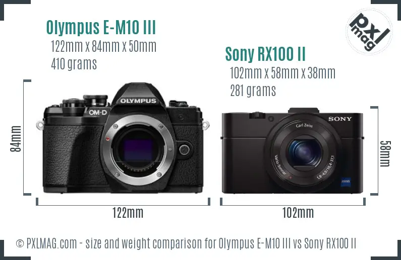 Olympus E-M10 III vs Sony RX100 II size comparison