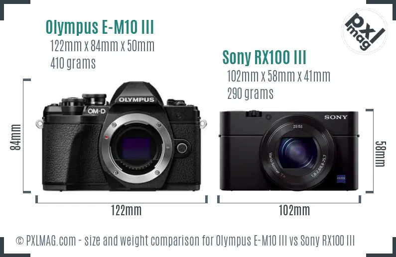 Olympus E-M10 III vs Sony RX100 III size comparison