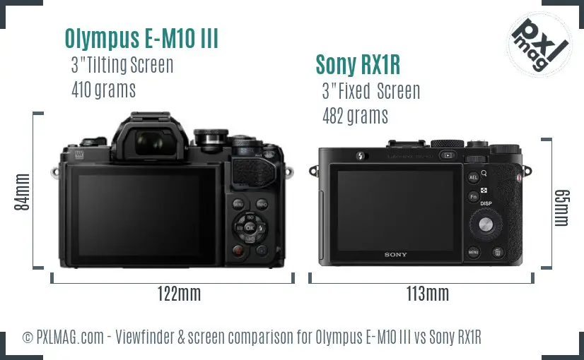 Olympus E-M10 III vs Sony RX1R Screen and Viewfinder comparison