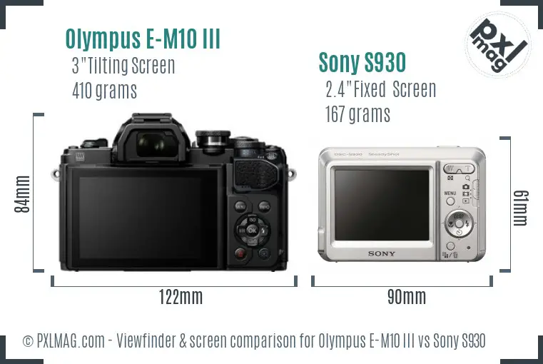 Olympus E-M10 III vs Sony S930 Screen and Viewfinder comparison Olympus E-M10 III vs Sony S930 Screen and Viewfinder comparison
