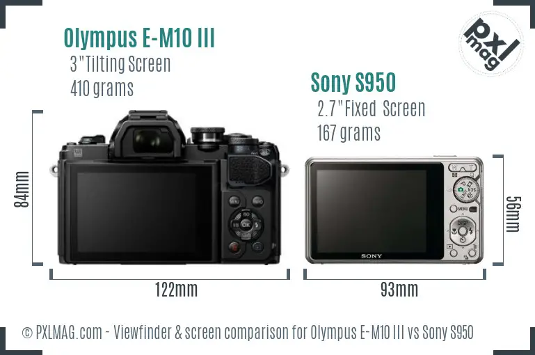 Olympus E-M10 III vs Sony S950 Screen and Viewfinder comparison Olympus E-M10 III vs Sony S950 Screen and Viewfinder comparison