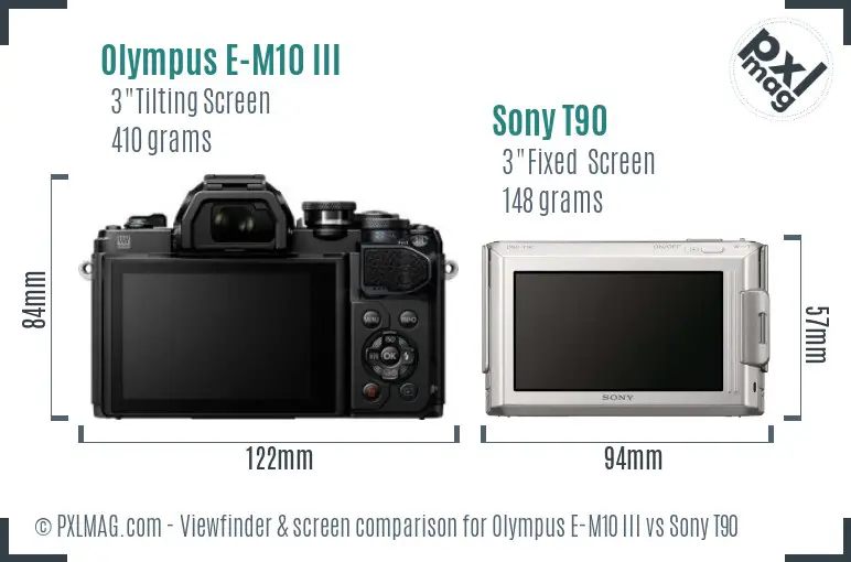 Olympus E-M10 III vs Sony T90 Screen and Viewfinder comparison