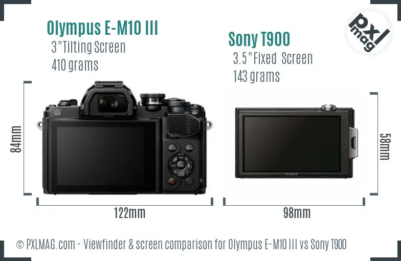 Olympus E-M10 III vs Sony T900 Screen and Viewfinder comparison Olympus E-M10 III vs Sony T900 Screen and Viewfinder comparison