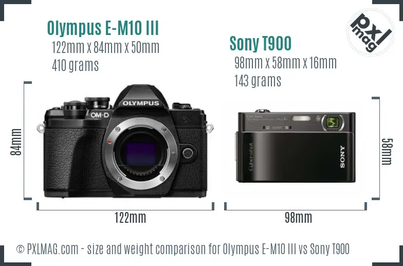 Olympus E-M10 III vs Sony T900 size comparison Olympus E-M10 III vs Sony T900 size comparison