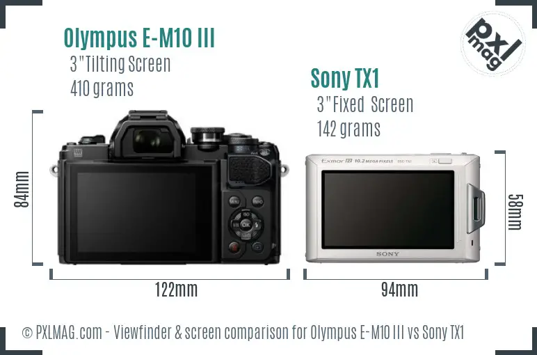 Olympus E-M10 III vs Sony TX1 Screen and Viewfinder comparison