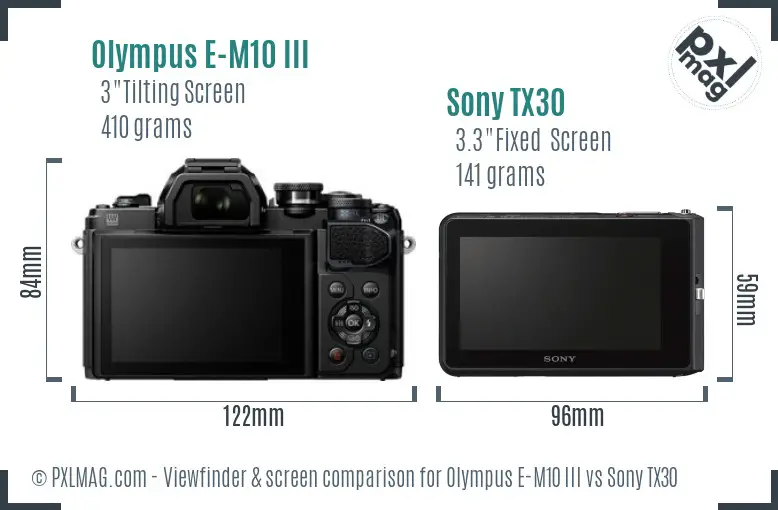 Olympus E-M10 III vs Sony TX30 Screen and Viewfinder comparison Olympus E-M10 III vs Sony TX30 Screen and Viewfinder comparison