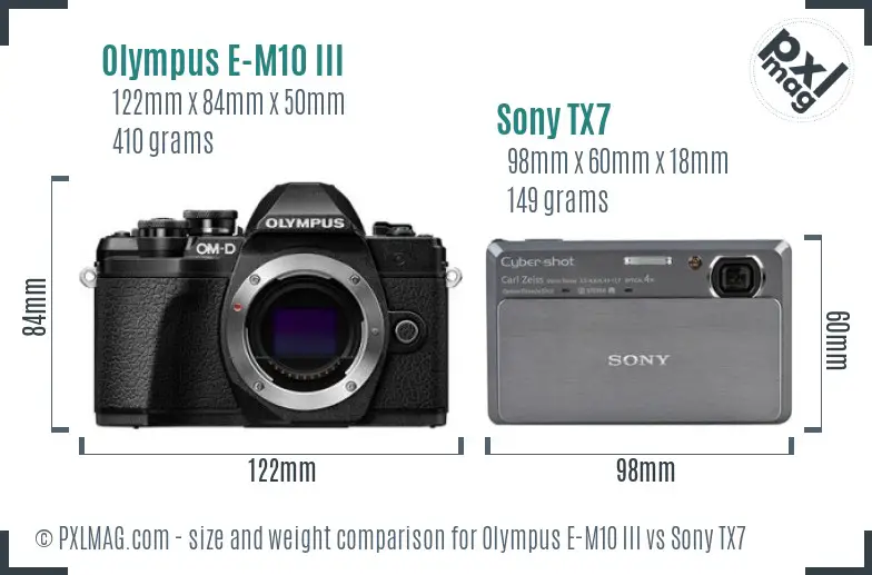Olympus E-M10 III vs Sony TX7 size comparison Olympus E-M10 III vs Sony TX7 size comparison