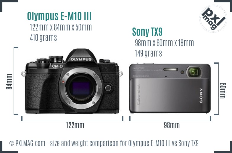 Olympus E-M10 III vs Sony TX9 size comparison