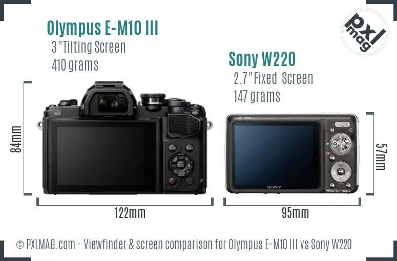 Olympus E-M10 III vs Sony W220 Screen and Viewfinder comparison