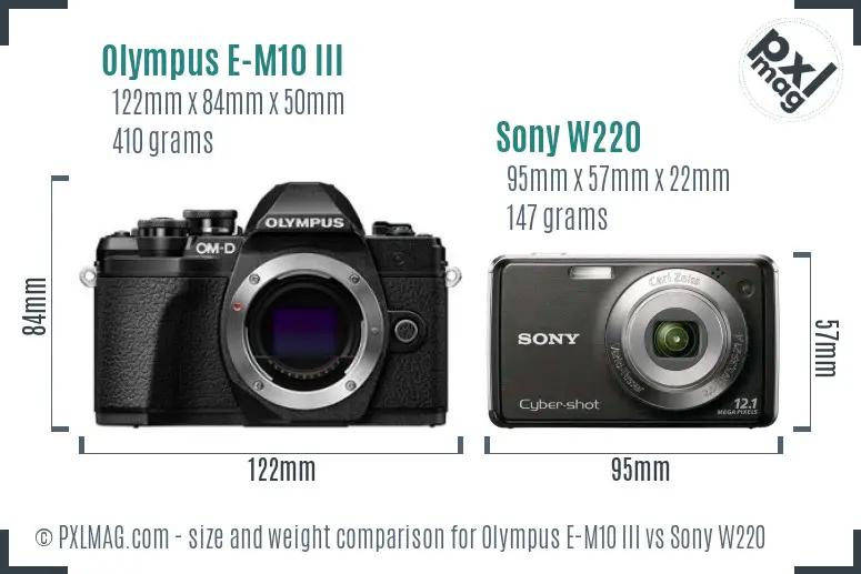 Olympus E-M10 III vs Sony W220 size comparison