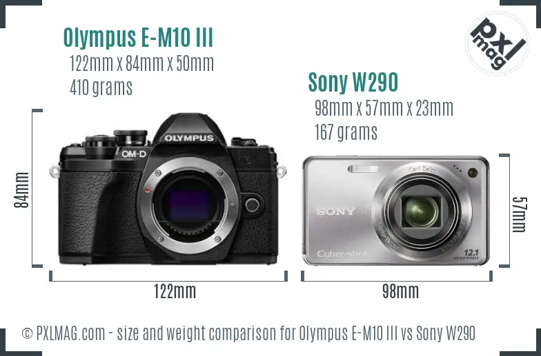 Olympus E-M10 III vs Sony W290 size comparison