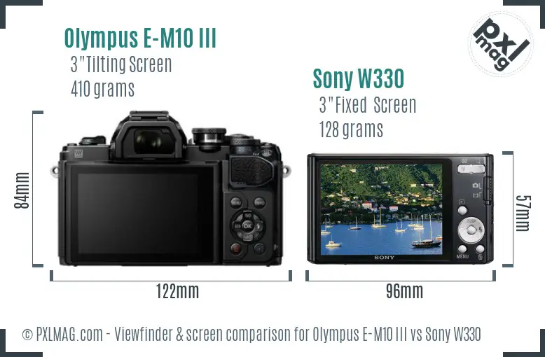 Olympus E-M10 III vs Sony W330 Screen and Viewfinder comparison
