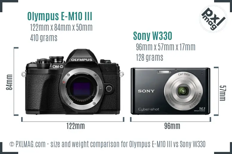 Olympus E-M10 III vs Sony W330 size comparison