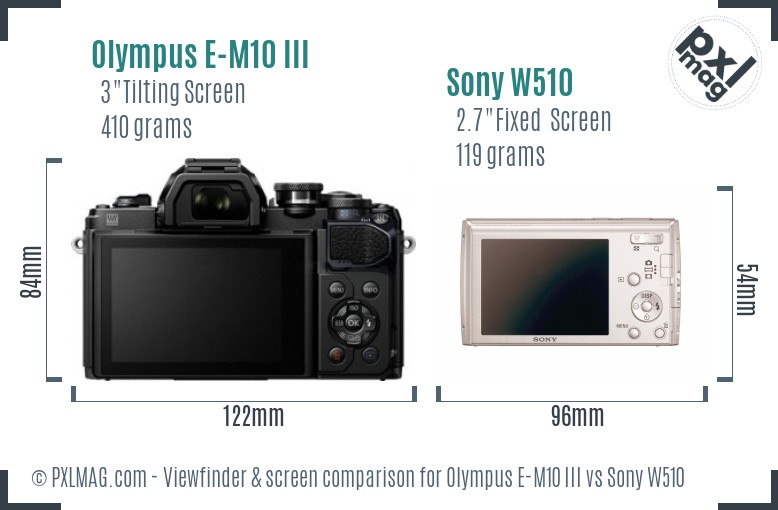 Olympus E-M10 III vs Sony W510 Screen and Viewfinder comparison