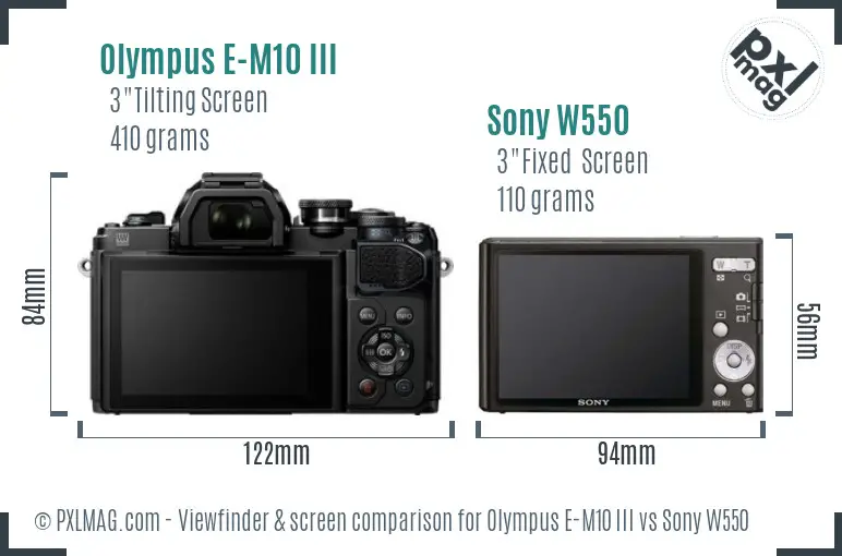Olympus E-M10 III vs Sony W550 Screen and Viewfinder comparison Olympus E-M10 III vs Sony W550 Screen and Viewfinder comparison