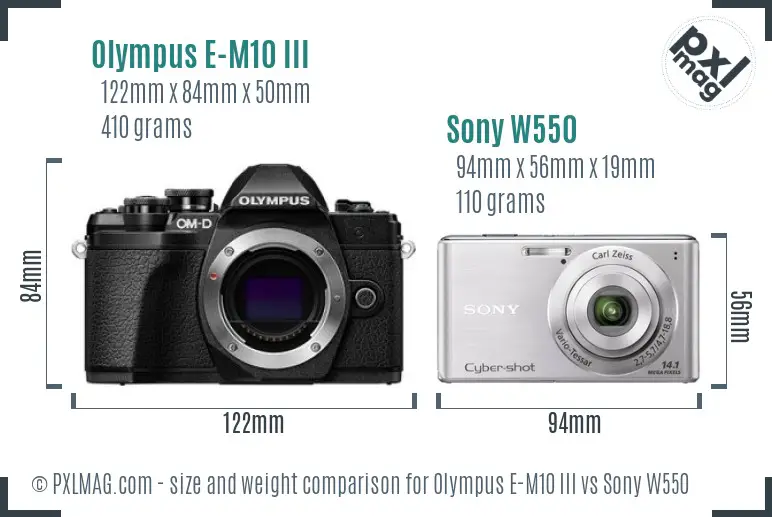 Olympus E-M10 III vs Sony W550 size comparison Olympus E-M10 III vs Sony W550 size comparison