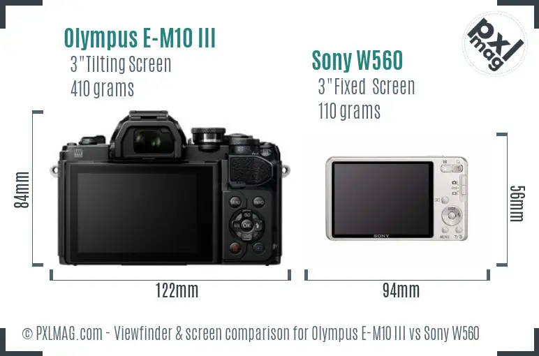 Olympus E-M10 III vs Sony W560 Screen and Viewfinder comparison