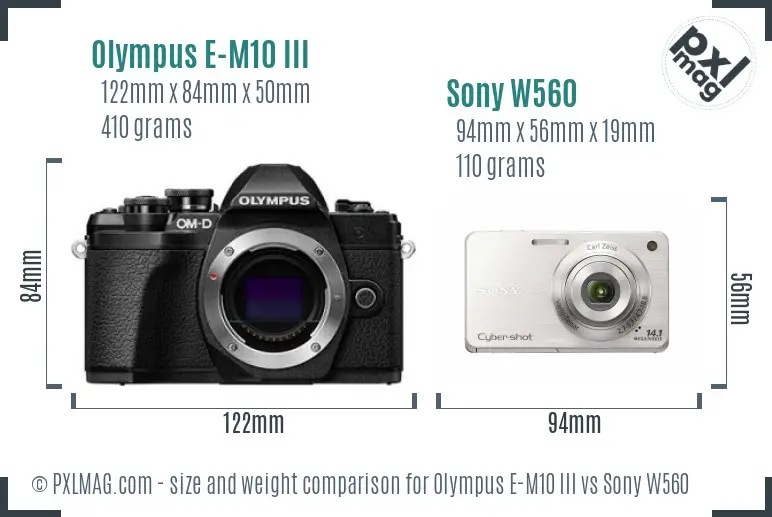Olympus E-M10 III vs Sony W560 size comparison