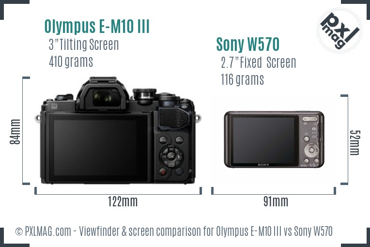 Olympus E-M10 III vs Sony W570 Screen and Viewfinder comparison