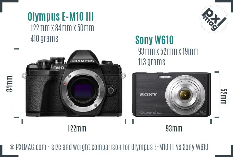 Olympus E-M10 III vs Sony W610 size comparison