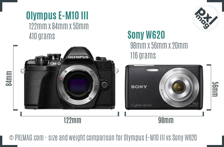 Olympus E-M10 III vs Sony W620 size comparison