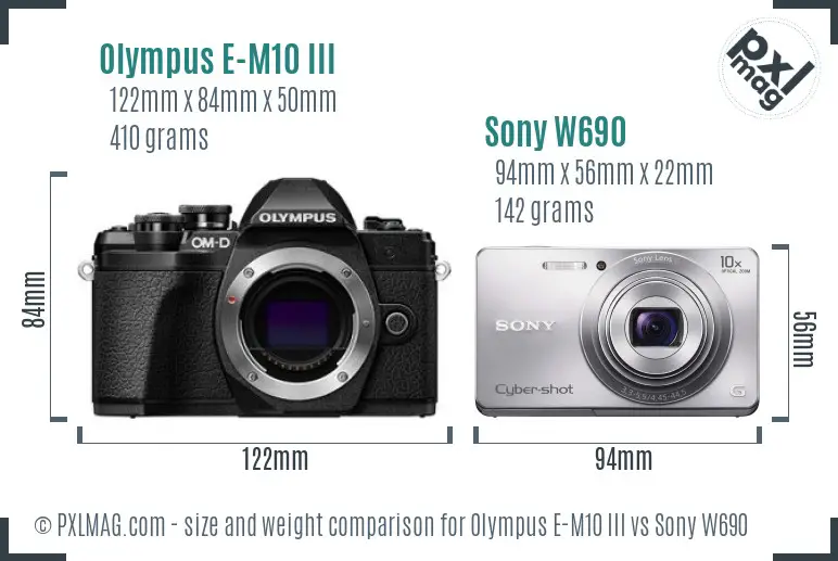 Olympus E-M10 III vs Sony W690 size comparison