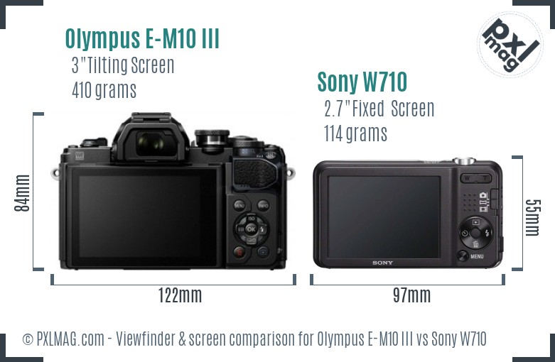 Olympus E-M10 III vs Sony W710 Screen and Viewfinder comparison