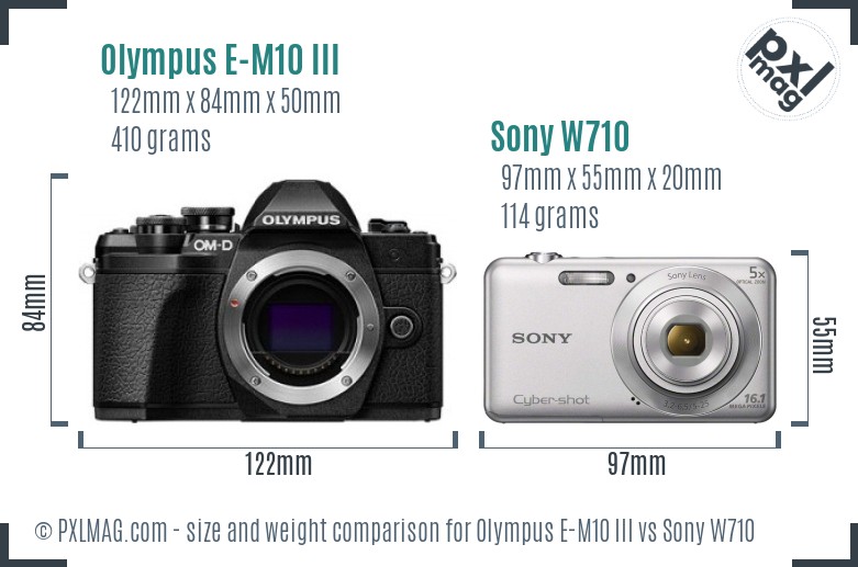 Olympus E-M10 III vs Sony W710 size comparison