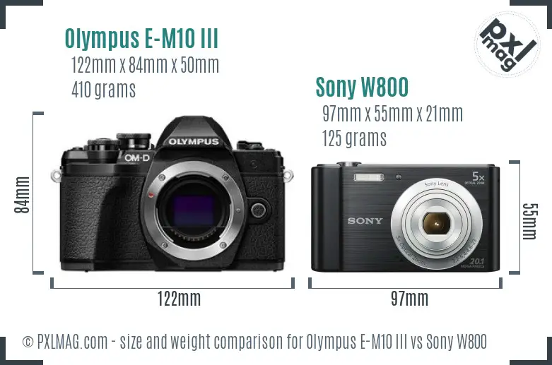 Olympus E-M10 III vs Sony W800 size comparison