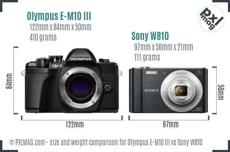 Olympus E-M10 III vs Sony W810 size comparison