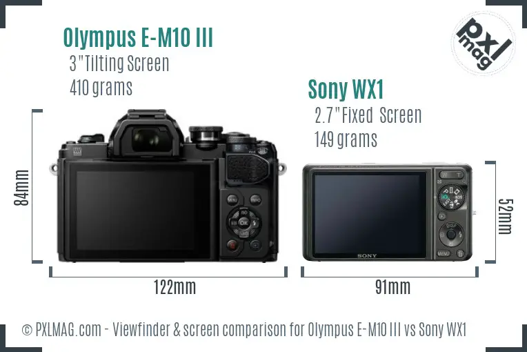 Olympus E-M10 III vs Sony WX1 Screen and Viewfinder comparison