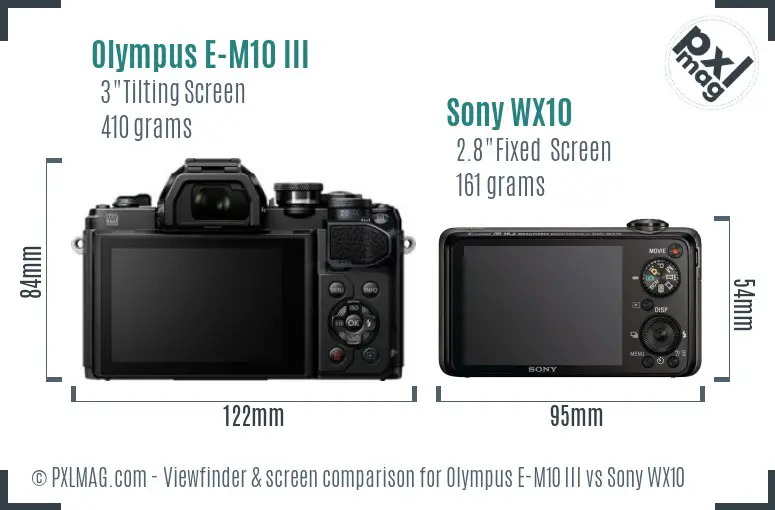 Olympus E-M10 III vs Sony WX10 Screen and Viewfinder comparison Olympus E-M10 III vs Sony WX10 Screen and Viewfinder comparison