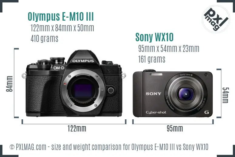 Olympus E-M10 III vs Sony WX10 size comparison Olympus E-M10 III vs Sony WX10 size comparison