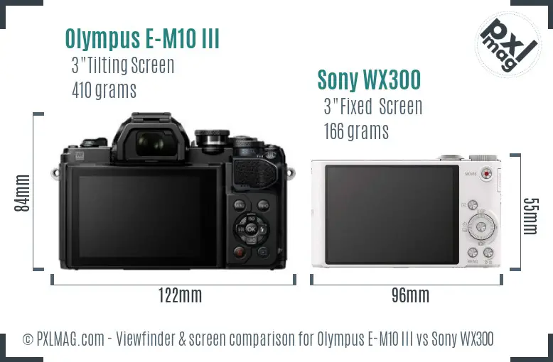 Olympus E-M10 III vs Sony WX300 Screen and Viewfinder comparison