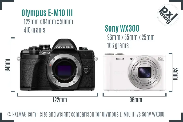 Olympus E-M10 III vs Sony WX300 size comparison