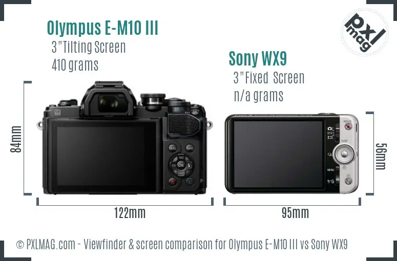 Olympus E-M10 III vs Sony WX9 Screen and Viewfinder comparison
