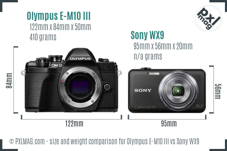 Olympus E-M10 III vs Sony WX9 size comparison