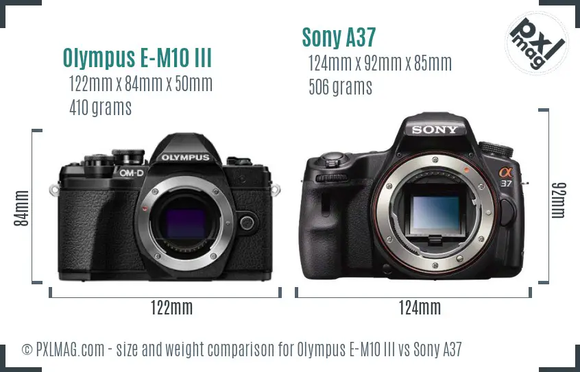 Olympus E-M10 III vs Sony A37 size comparison
