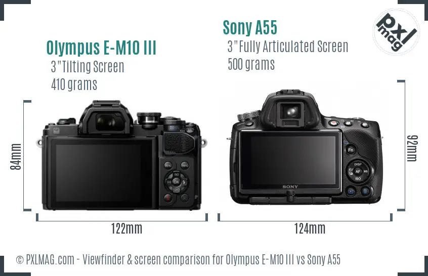Olympus E-M10 III vs Sony A55 Screen and Viewfinder comparison Olympus E-M10 III vs Sony A55 Screen and Viewfinder comparison